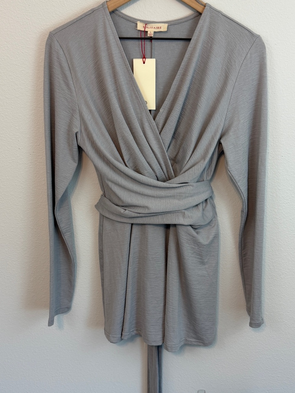 Solitaire NWT Gray Multi-Way Wrap Tunic Top